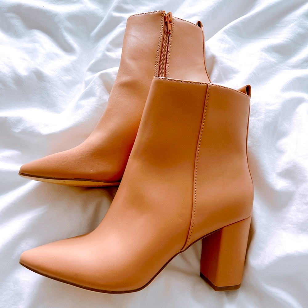 Tan Faux Leather Booties